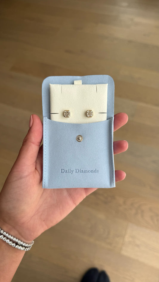 Asscher Bezel Studs