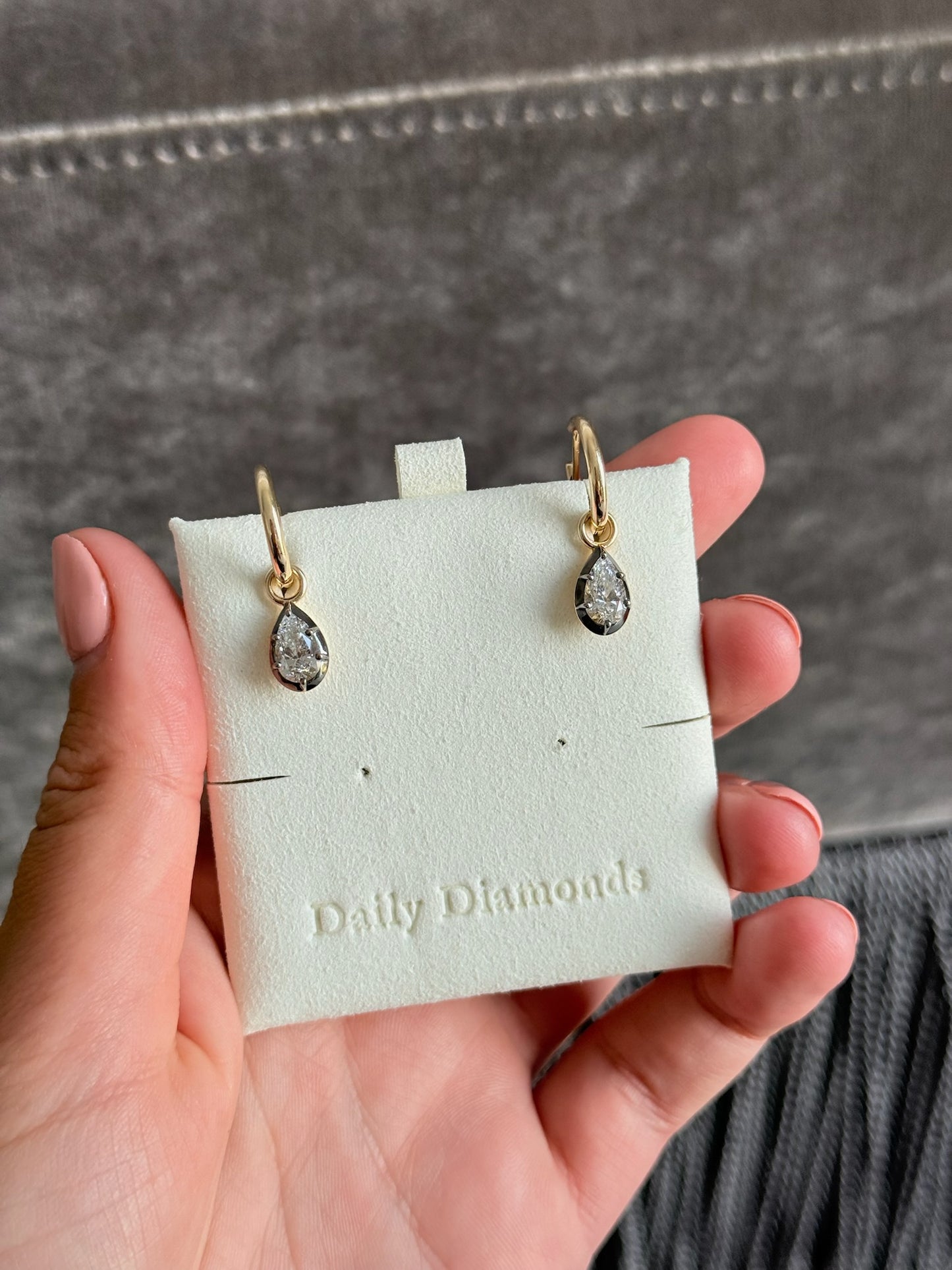 Rhodium Pear Hoops
