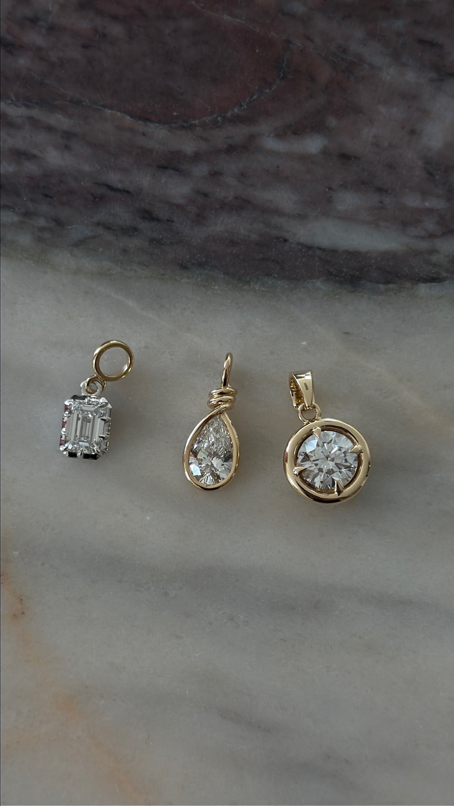 Three gold diamond pendants from Daily Diamonds