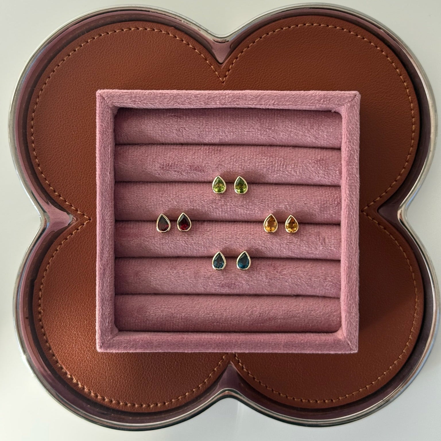 Gemstone Pear Studs