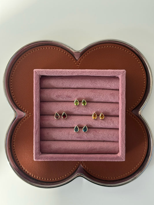 Gemstone Pear Studs