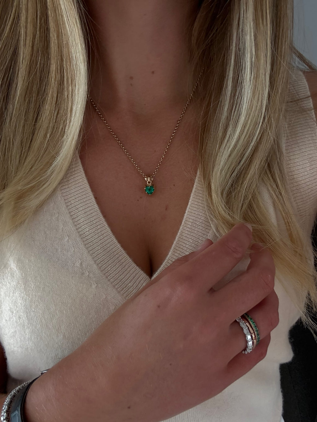 Green Emerald Heart Pendant