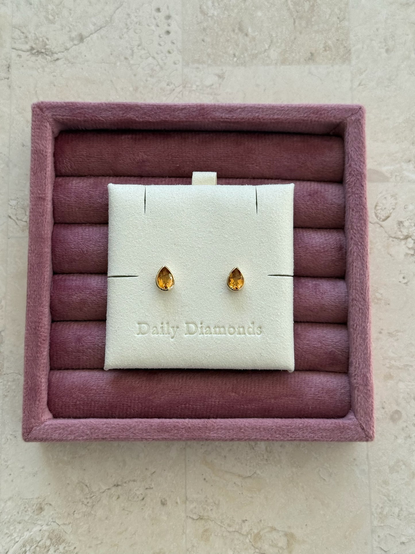 Gemstone Pear Studs