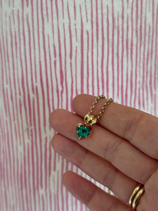Green Emerald Heart Pendant