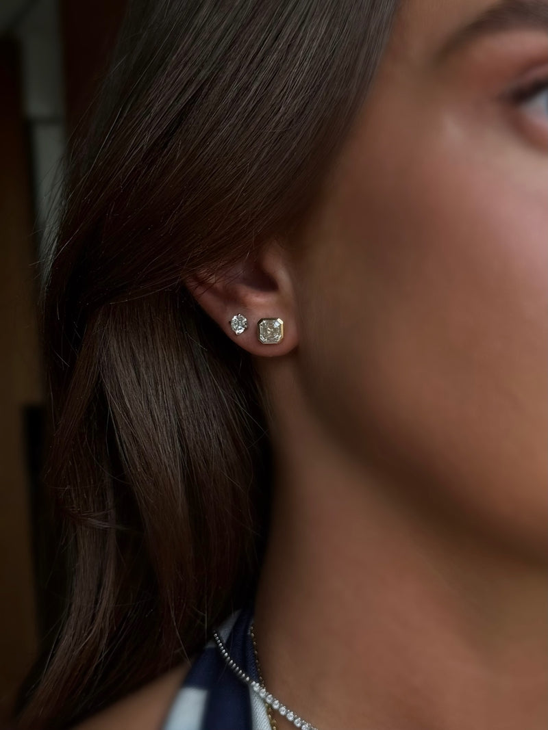Asscher Bezel Studs