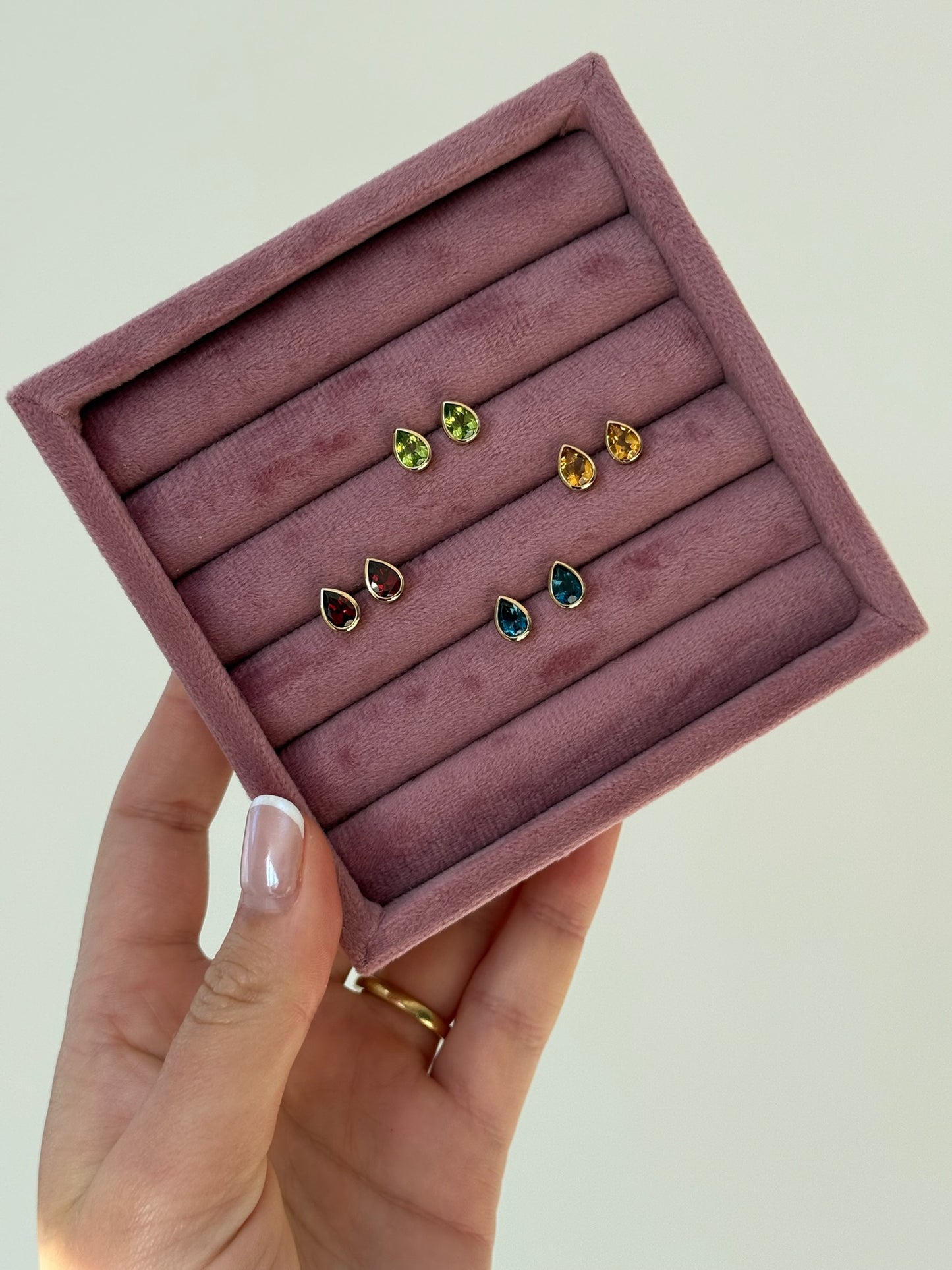 Gemstone Pear Studs