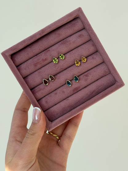 Gemstone Pear Studs