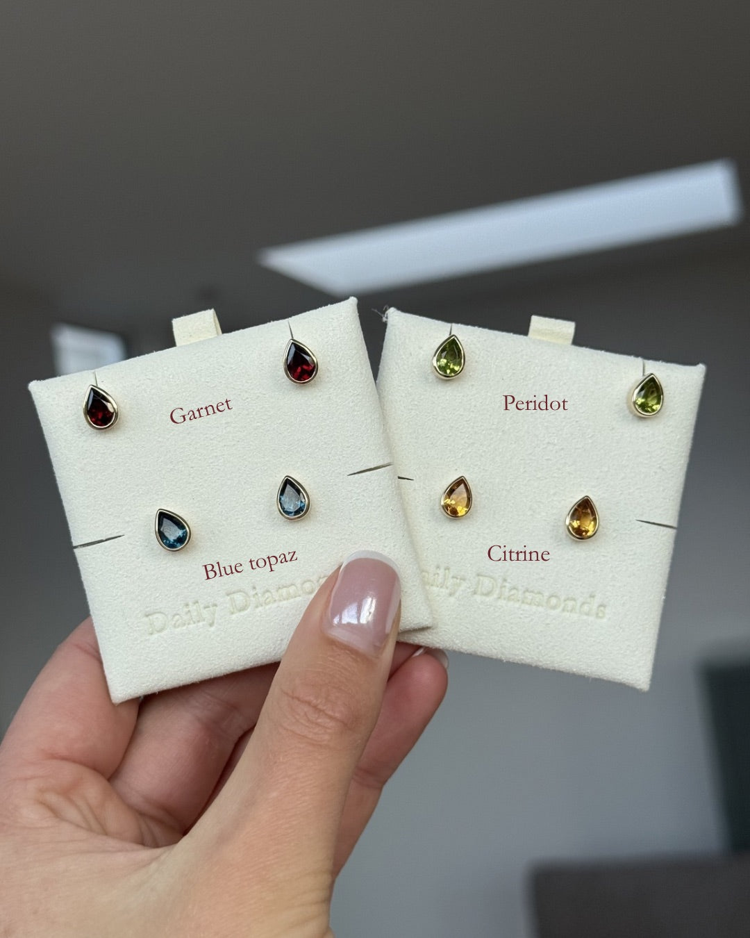 Gemstone Pear Studs