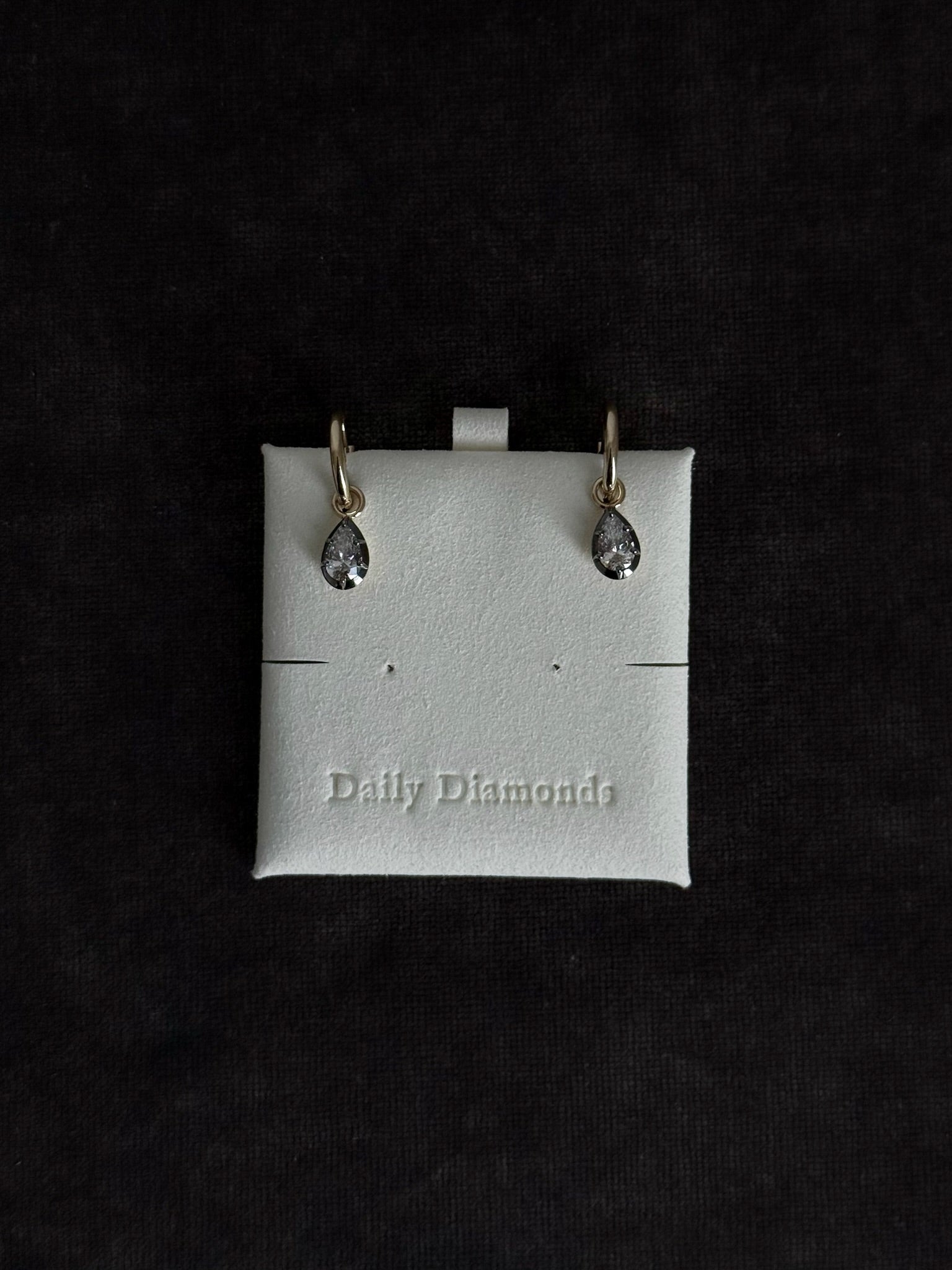 Rhodium Pear D.D Hoops