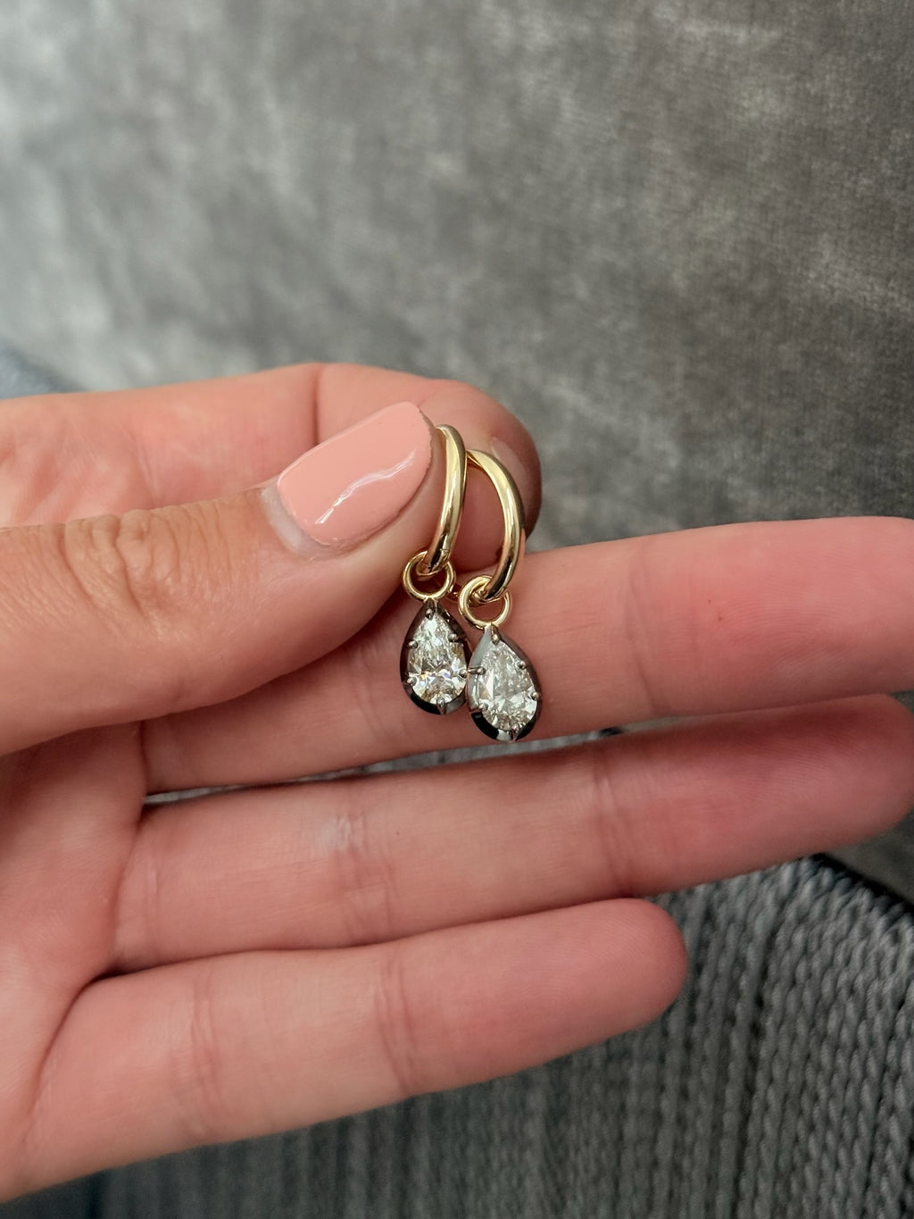 Rhodium Pear D.D Hoops