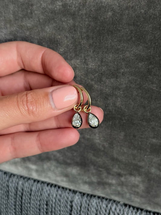 Rhodium Pear Hoops