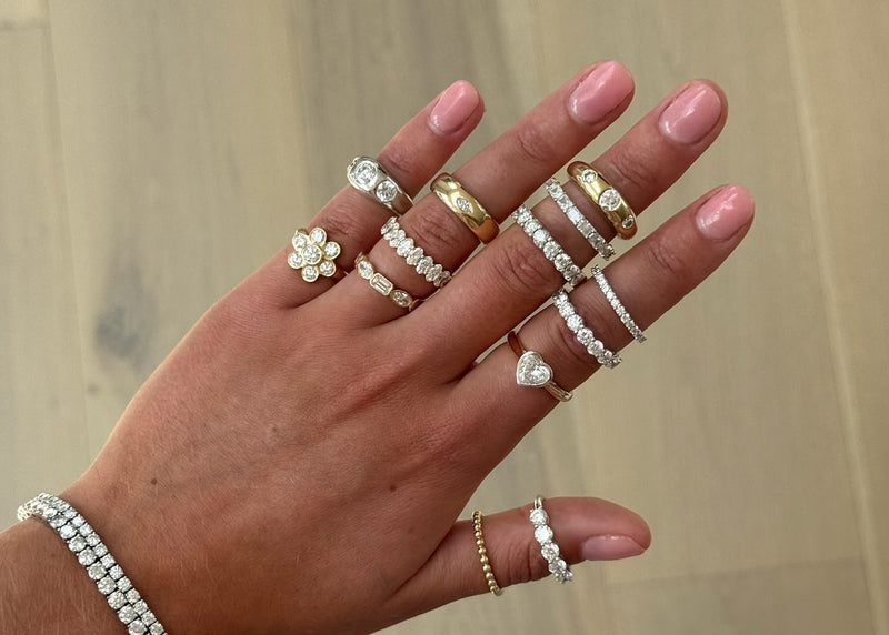 Oval and Emerald Bezel Band