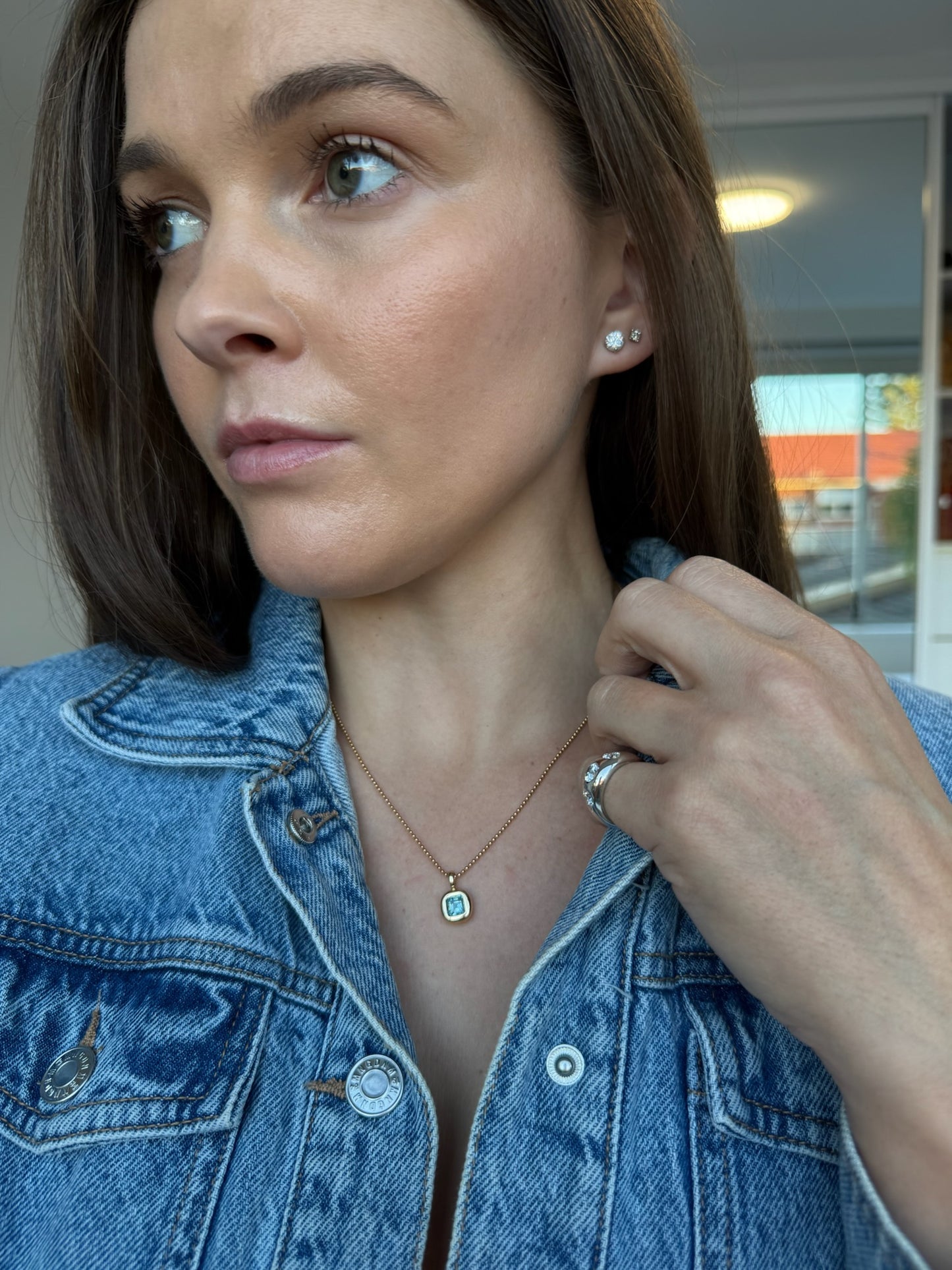 Aquamarine Puffy Pendant