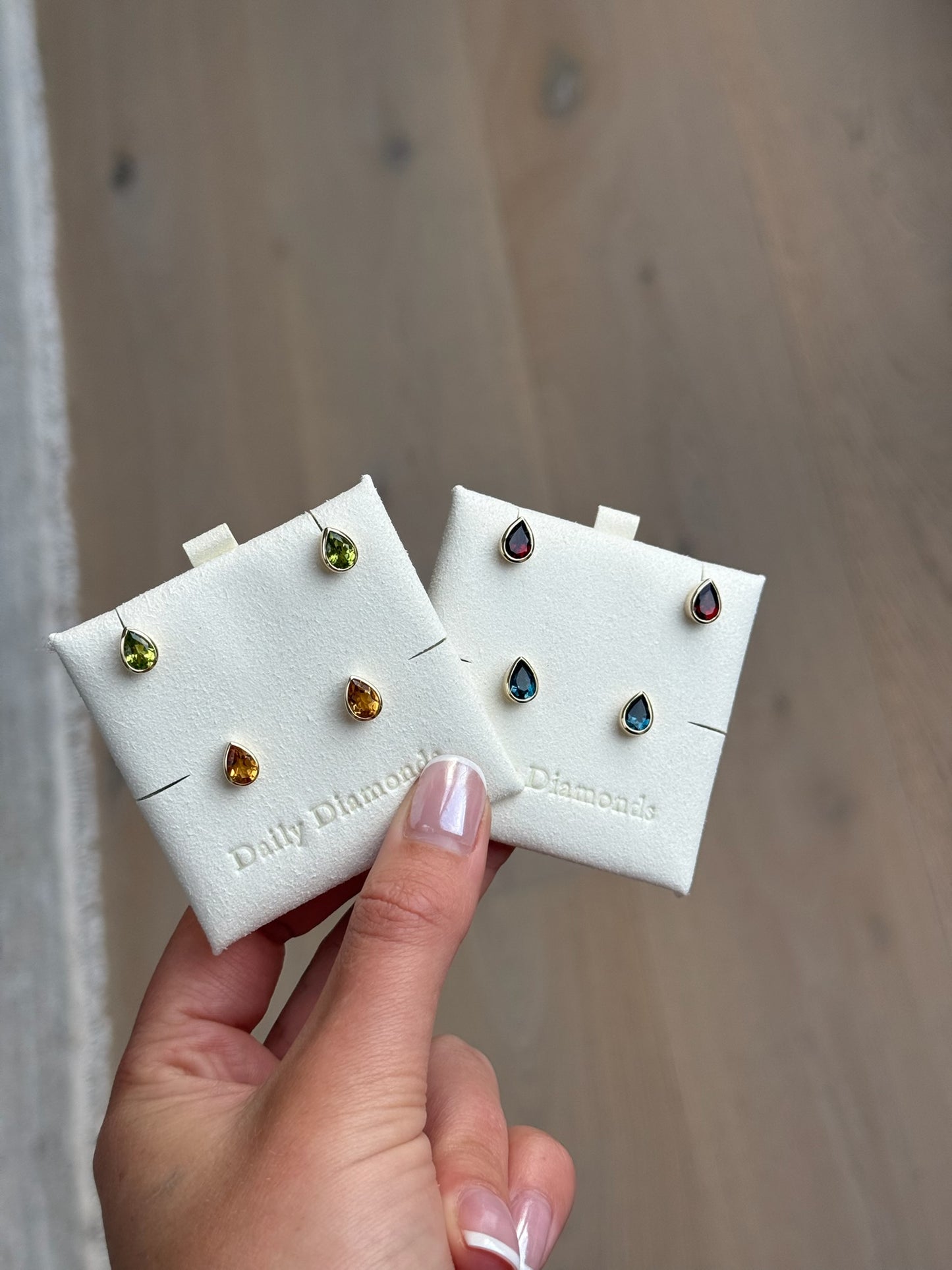 Gemstone Pear Studs