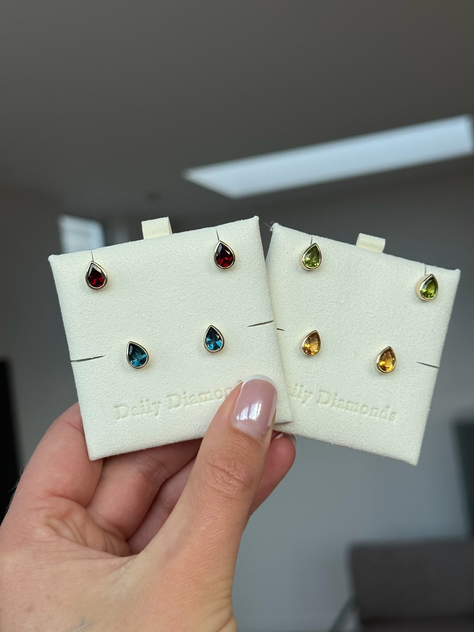 Gemstone Pear Studs