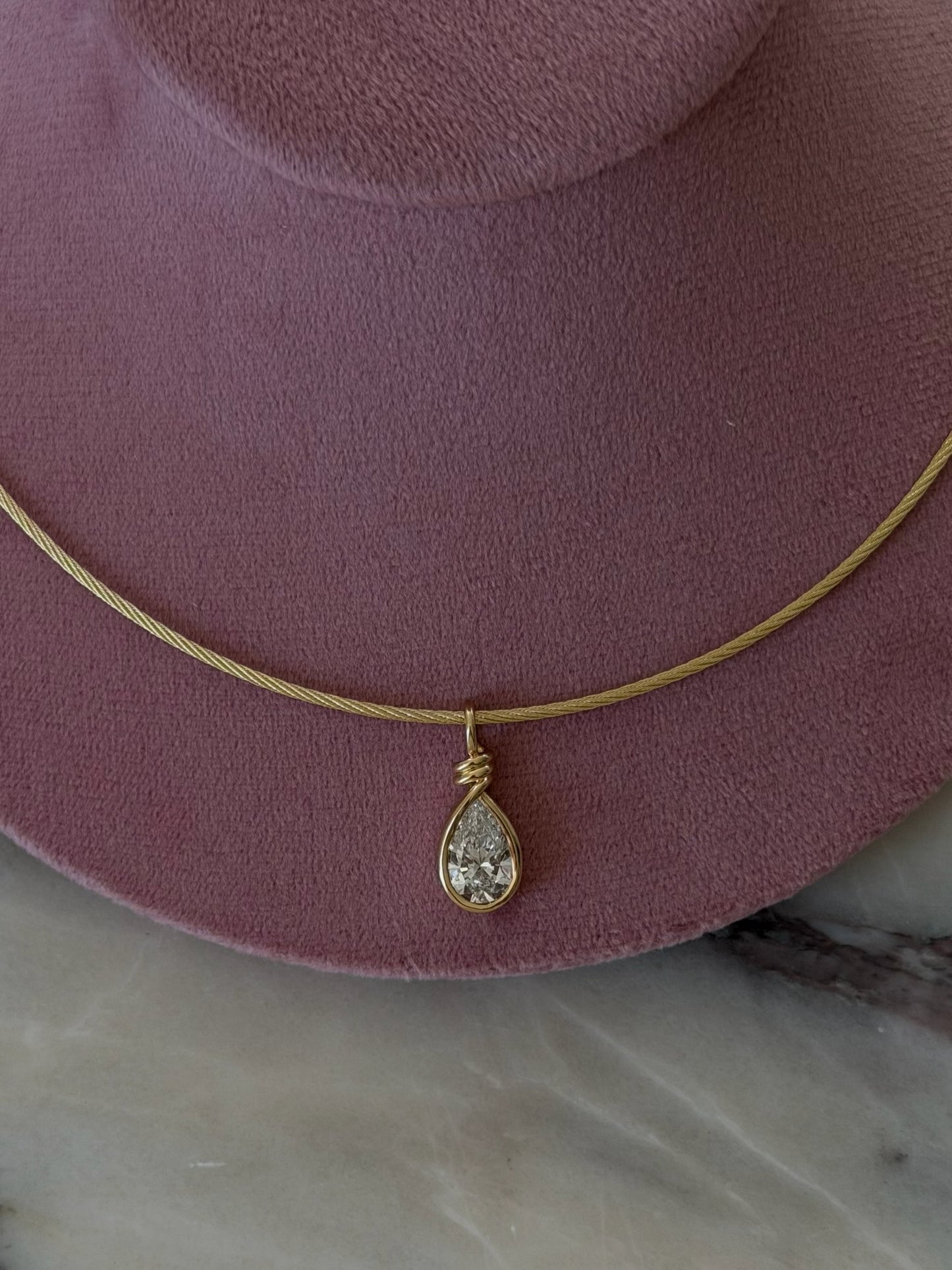 Daily Diamonds Necklace with a teardrop pendant 