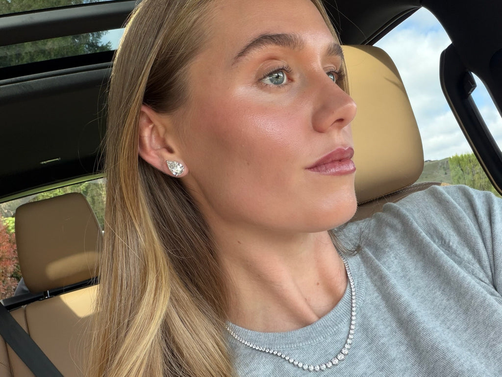 Perfect Pear Studs, hand selected pear cut diamonds in solid 18k white gold, 4 carats in each ear